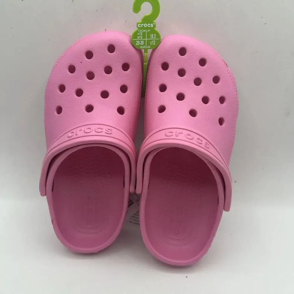Crocs Girls Classic Clog 206991-6SW Slip-On Taffy Pink Sz US C12 NWT